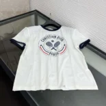Dior Men Vibe T-Shirt White Cotton and Linen Jersey with Three-Tone Signature