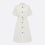 Dior Women Belted Shirtdress Ecru Cotton and Silk Poplin 451R72A3124