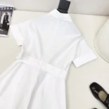 Dior Women Belted Shirtdress Ecru Cotton and Silk Poplin 451R72A3124