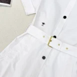Dior Women Belted Shirtdress Ecru Cotton and Silk Poplin 451R72A3124