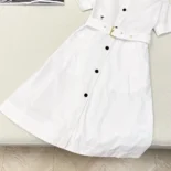 Dior Women Belted Shirtdress Ecru Cotton and Silk Poplin 451R72A3124