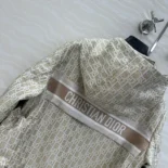 Dior Women Cropped Hooded Jacket Beige Technical Jacquard Taffeta with Dior Oblique Motif