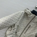 Dior Women Cropped Hooded Jacket Beige Technical Jacquard Taffeta with Dior Oblique Motif