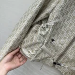 Dior Women Cropped Hooded Jacket Beige Technical Jacquard Taffeta with Dior Oblique Motif