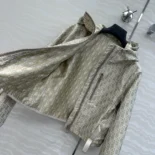 Dior Women Cropped Hooded Jacket Beige Technical Jacquard Taffeta with Dior Oblique Motif