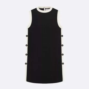Dior Women Dioriviera Short Straight Dress Black and Ecru Technical Knit