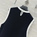 Dior Women Dioriviera Short Straight Dress Black and Ecru Technical Knit