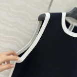 Dior Women Dioriviera Short Straight Dress Black and Ecru Technical Knit
