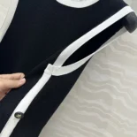 Dior Women Dioriviera Short Straight Dress Black and Ecru Technical Knit