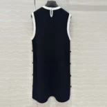 Dior Women Dioriviera Short Straight Dress Black and Ecru Technical Knit