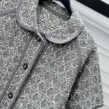 Dior Women Macrocannage Short-Sleeved Jacket Gray Cotton-Blend Tweed Knit