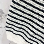 Dior Women Marinière Short-Sleeved Sweater White and Navy Blue Cotton and Silk Knit