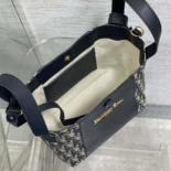 Dior Women Medium Signature Bucket Bag Blue Dior Oblique Jacquard and Smooth Calfskin