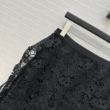 Dior Women Mid-Length Skirt Black Cotton-Blend Lace with Allover Butterfly Motif