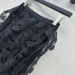 Dior Women Mid-Length Skirt Black Cotton-Blend Lace with Allover Butterfly Motif