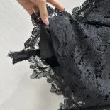 Dior Women Mid-Length Skirt Black Cotton-Blend Lace with Allover Butterfly Motif