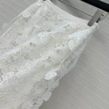 Dior Women Mid-Length Skirt Ecru Cotton-Blend Lace with Allover Butterfly Motif