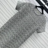 Dior Women Short Macrocannage Dress Gray Cotton-Blend Tweed Knit