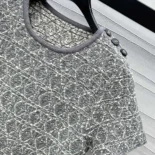 Dior Women Short Macrocannage Dress Gray Cotton-Blend Tweed Knit