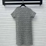 Dior Women Short Macrocannage Dress Gray Cotton-Blend Tweed Knit