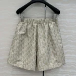 Dior Women Skort Beige Technical Jacquard Taffeta with Dior Oblique Motif