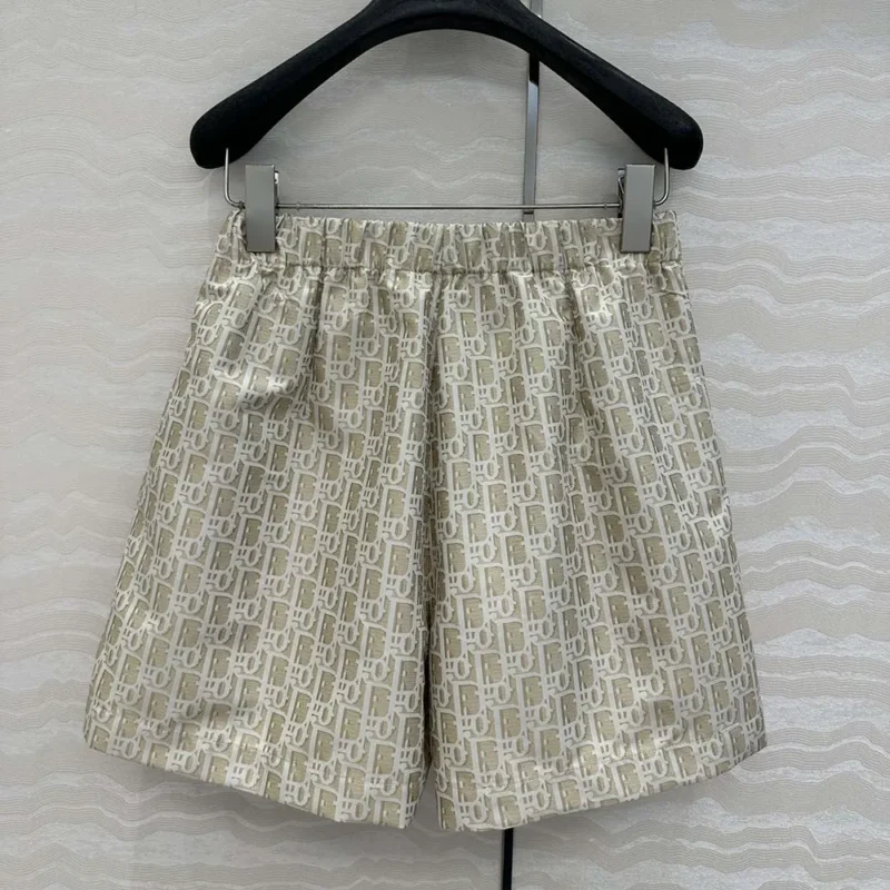Dior Women Skort Beige Technical Jacquard Taffeta with Dior Oblique Motif
