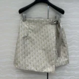 Dior Women Skort Beige Technical Jacquard Taffeta with Dior Oblique Motif