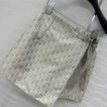 Dior Women Skort Beige Technical Jacquard Taffeta with Dior Oblique Motif