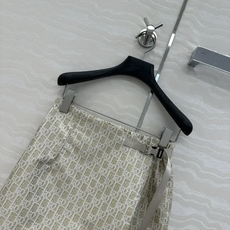 Dior Women Skort Beige Technical Jacquard Taffeta with Dior Oblique Motif