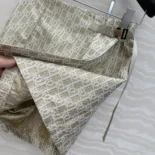 Dior Women Skort Beige Technical Jacquard Taffeta with Dior Oblique Motif