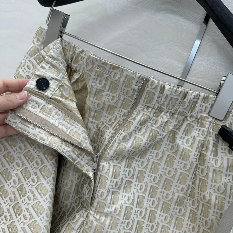 Dior Women Skort Beige Technical Jacquard Taffeta with Dior Oblique Motif