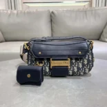 Dior Women Small Streetchic Bag Blue Dior Oblique Jacquard and Smooth Calfskin