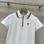 Dior Women Vibe Polo Shirt White Cotton-Blend Jersey with Three-Tone Signature