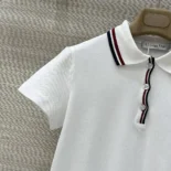 Dior Women Vibe Polo Shirt White Cotton-Blend Jersey with Three-Tone Signature
