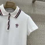 Dior Women Vibe Polo Shirt White Cotton-Blend Jersey with Three-Tone Signature