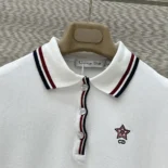 Dior Women Vibe Polo Shirt White Cotton-Blend Jersey with Three-Tone Signature