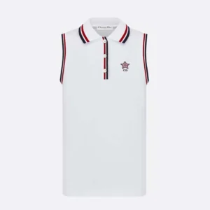 Dior Women Vibe Tank Top White Cotton-Blend Jersey with Three-Tone Signature