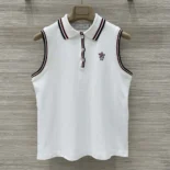 Dior Women Vibe Tank Top White Cotton-Blend Jersey with Three-Tone Signature