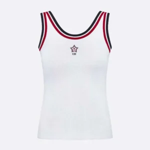 Dior Women Vibe Tank Top White Technical Mesh with Three-Tone Signature