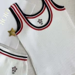 Dior Women Vibe Tank Top White Technical Mesh with Three-Tone Signature