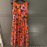 Dolce Gabbana D&G Women Cotton Calf-length Babydoll Dress with Rose Print