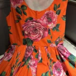 Dolce Gabbana D&G Women Cotton Calf-length Babydoll Dress with Rose Print