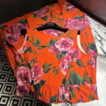 Dolce Gabbana D&G Women Cotton Calf-length Babydoll Dress with Rose Print