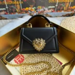 Dolce Gabbana D&G Women Small Smooth Calfskin Devotion Bag-Black