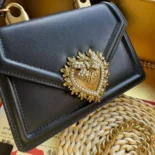 Dolce Gabbana D&G Women Small Smooth Calfskin Devotion Bag-Black
