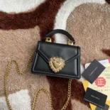 Dolce Gabbana D&G Women Medium Smooth Calfskin Devotion Bag-Black