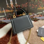 Dolce Gabbana D&G Women Medium Smooth Calfskin Devotion Bag-Black