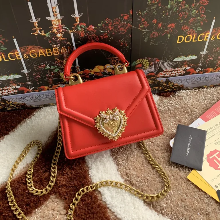 Dolce Gabbana D&G Women Medium Smooth Calfskin Devotion Bag-Red