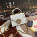 Dolce Gabbana D&G Women Medium Smooth Calfskin Devotion Bag-White