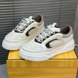 Fendi Unisex Force Sneakers White Leather Low-tops